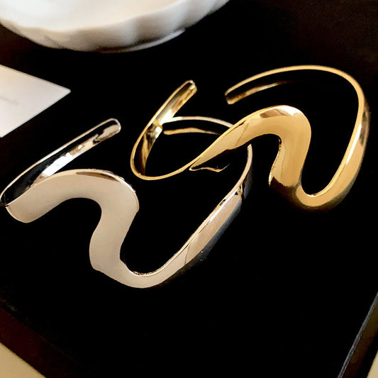 Welle Metall Offene Enden Minimalistischen Design Gedreht Armband Kalten Wind