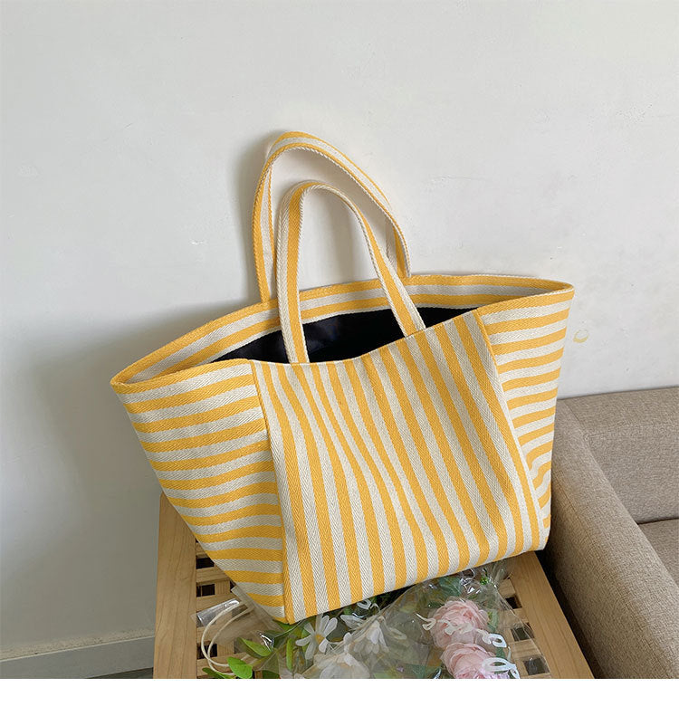 Canvas Tasche für Frauen Ins Schulter große Kapazität Leerlauf Stil gestreifte Mode