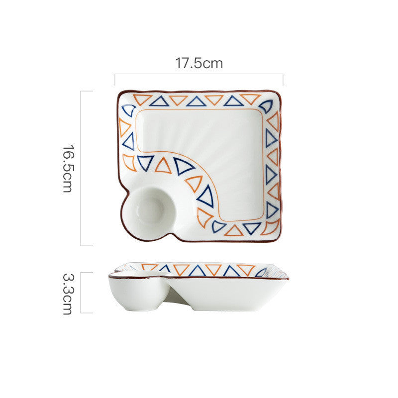 Hand Painted Bakeware Heart Shaped Plate Square Dumpling Plate
