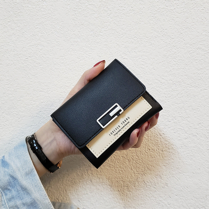 Damenmode Einfache Faltbare Geldbörse In Kontrastfarbe