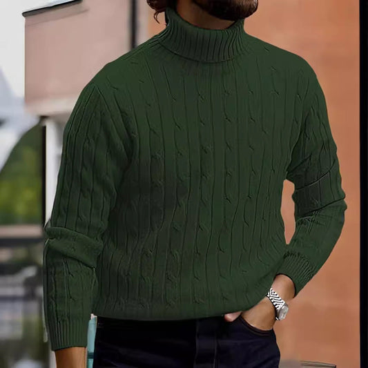 Herren Pullover Casual Retro Twisted Flower Rollkragen Strick