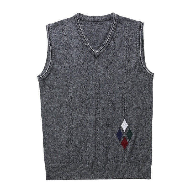 V-Ausschnitt Wollweste Herbst Winter Herren