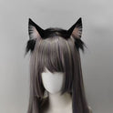 Schwarzes Katzenohren-Stirnband aus Plüsch mit Tierohren für Damen