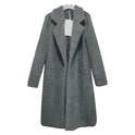 Herbst/Winter Schlanke Damen Revers Langarm Einfarbig Street Coat Kleidung