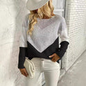 Round Neck Contrast Color Bottoming Shirt Pullover Casual Sweater