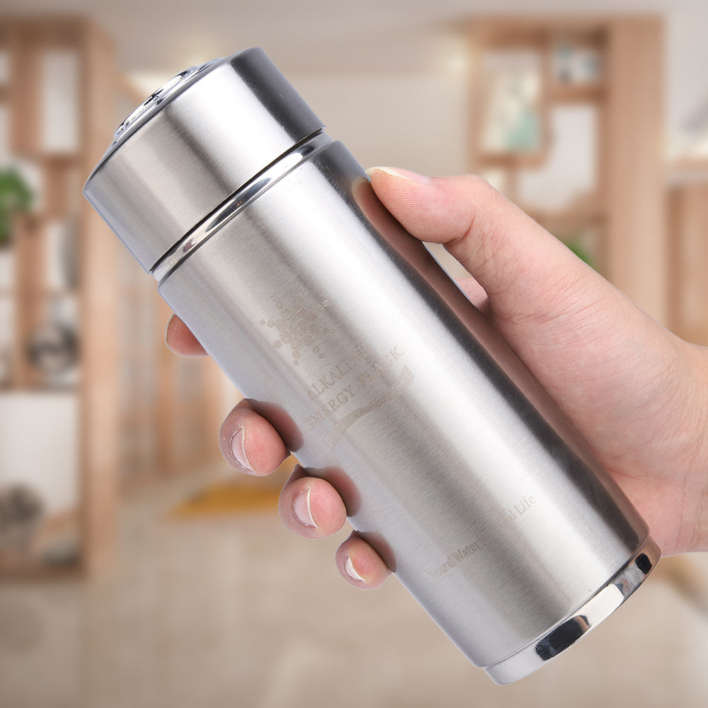 Edelstahl-Alkaliwasserflasche, tragbarer Nano-Balance-Bioenergie-Ionizer-Becher (Silber)