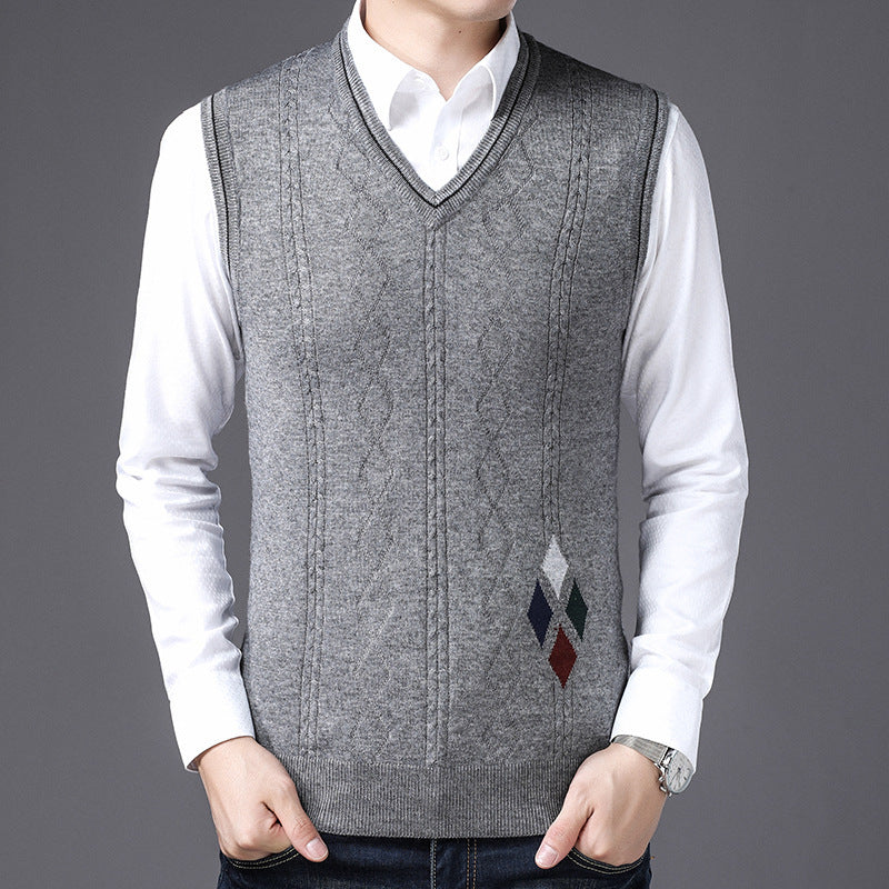 V-Ausschnitt Wollweste Herbst Winter Herren