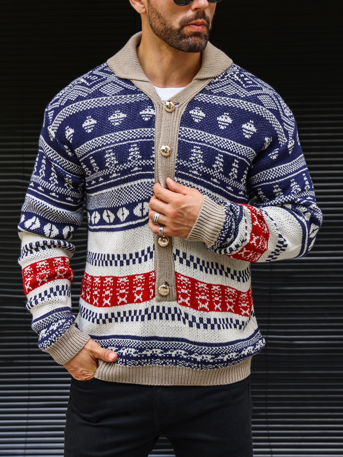 Herbstpullover Strickmantel für Herren