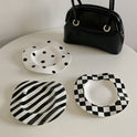 Wave Breakfast Plate Dots And Stripes Irregular Underglaze Porcelain Dessert Plate