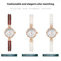 Nischen-Kreative und leicht luxuriöse Armbanduhr mit Perlenarmband für Damen