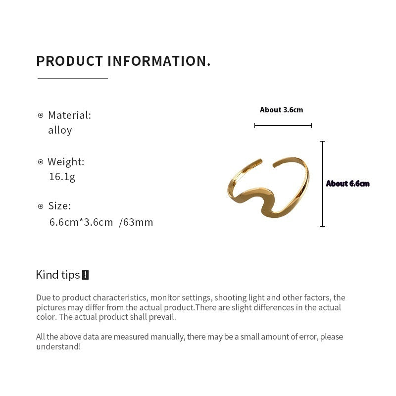Welle Metall Offene Enden Minimalistischen Design Gedreht Armband Kalten Wind