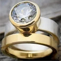Mode Schwere Industrie Breiten-gesichts Zwei-farbe Zirkon Ring Kreative