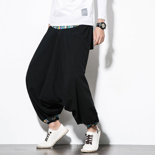 Herrenhose Ethno-Stil Retro Nepalesische Hosenträgerhose Herren Weit