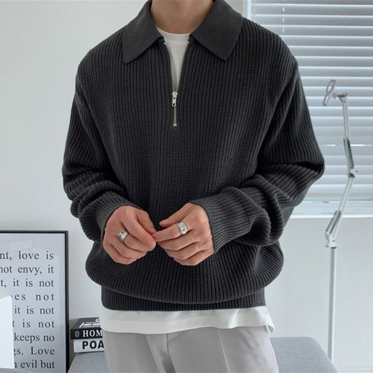 Revers Pullover Männer Winter Lose Leicht Reife Strickwaren Trendy