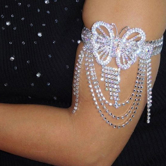 Nische Exquisite Fee Schmetterling Quaste Armband Strass Arm Kette