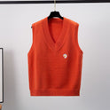 Lockere V-Ausschnitt Kurze ärmellose Weste Pullover Oberbekleidung Strickweste