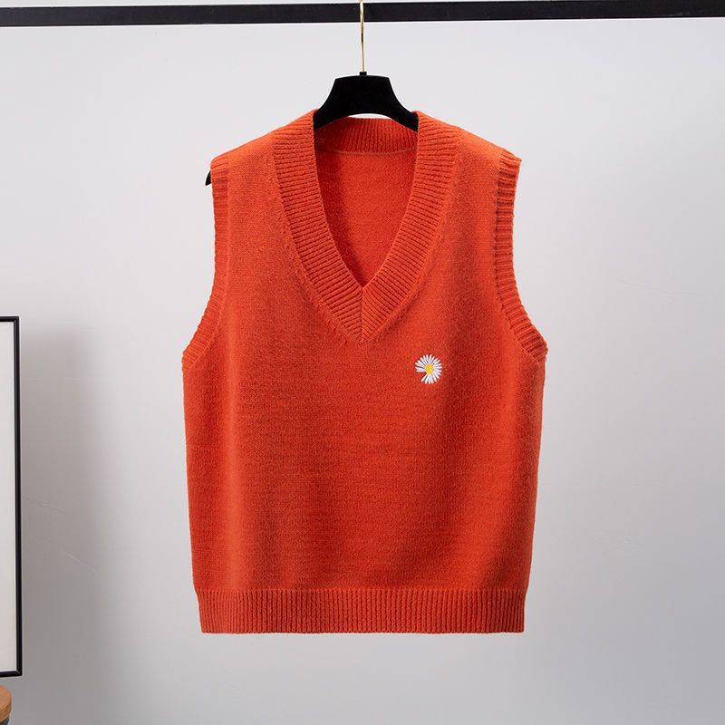 Lockere V-Ausschnitt Kurze ärmellose Weste Pullover Oberbekleidung Strickweste