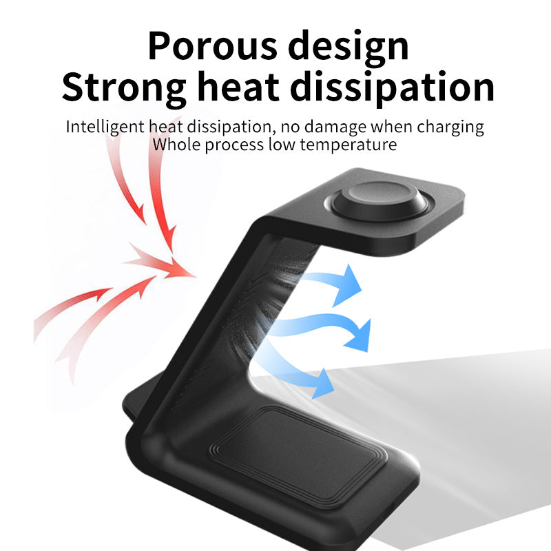 3-in-1 Multifunktions-Handyhalter im Stehen Dual Coil Wireless Charger
