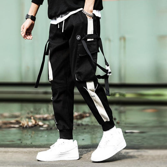 Kordelzug Hosen Hosen Hip Hop Lose Nähte Kontrast Farbe Casual Hosen Jungen Overalls