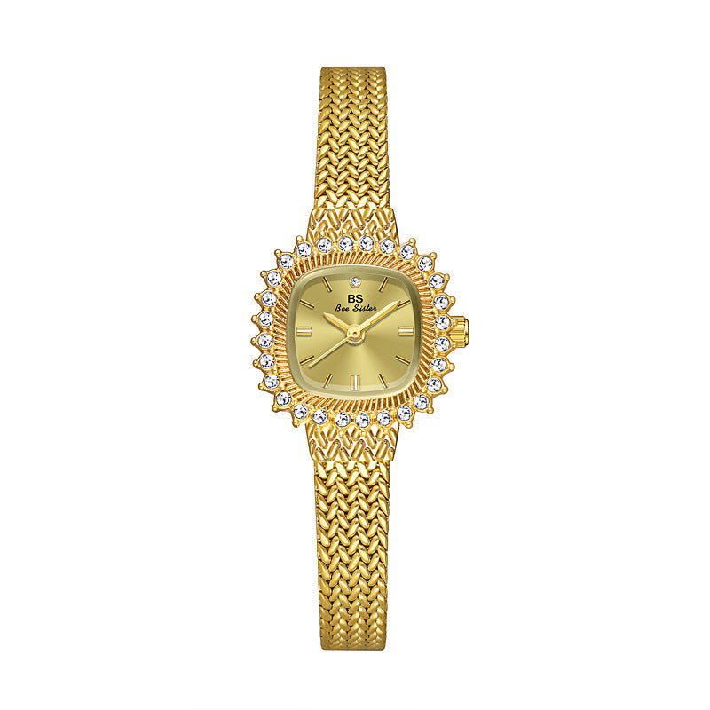 Retro Lucky Kleine Quadratische Weizen Mini Uhr