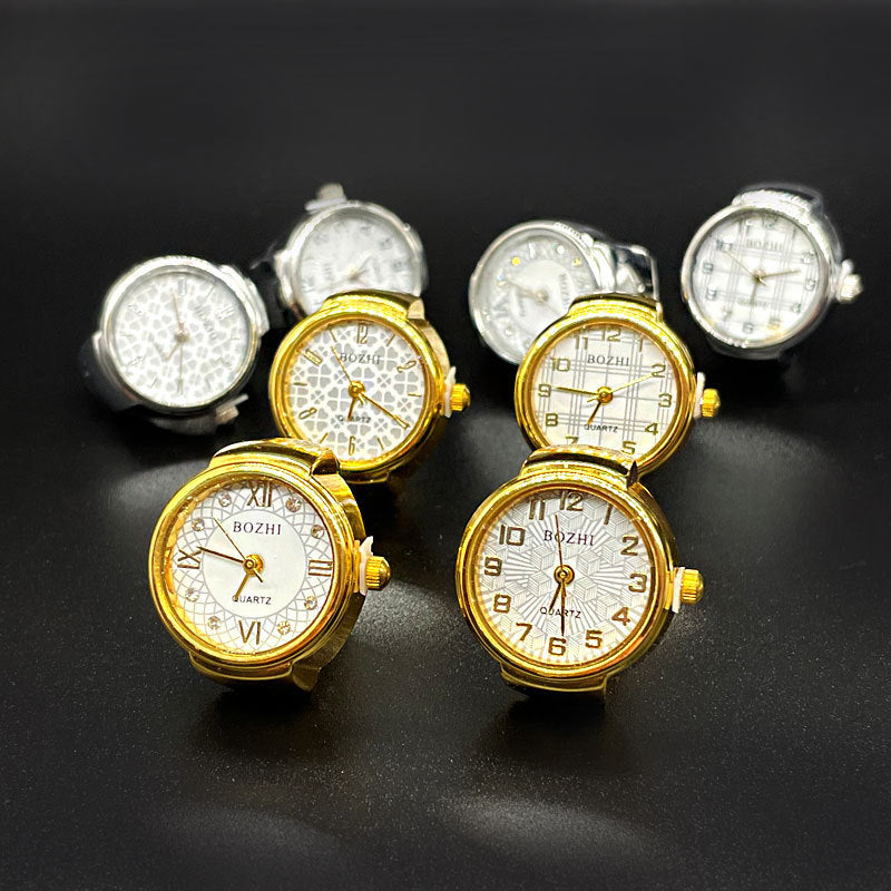 Ringuhr Einfache Gold- und Silberschale All-Match-Ringuhr