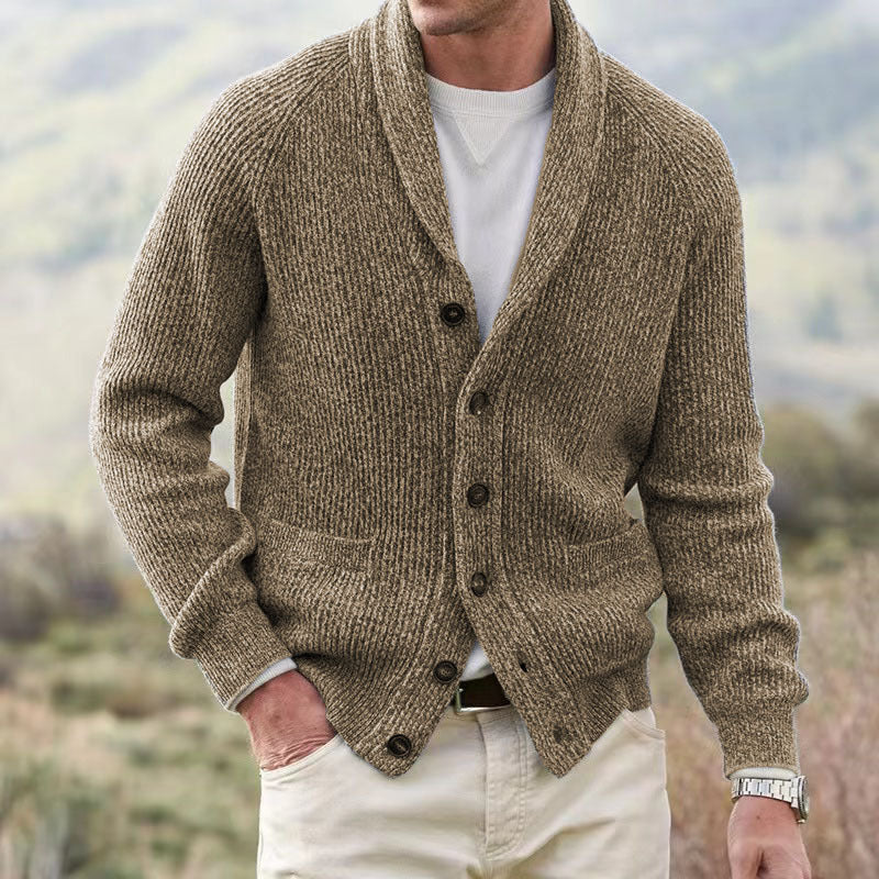 Herrenpullover Einfacher, verdickender Cardigan-Mantel