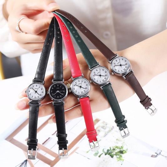 Kleine und einfache Temperament Student Quarzuhr mit dünnem Armband