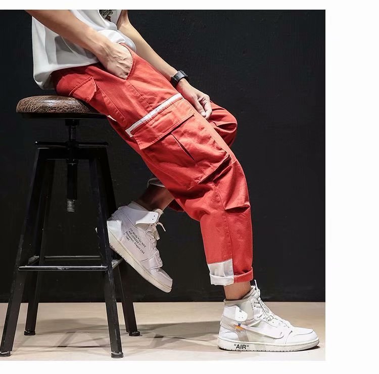 Lockere, gerade 9-Punkte-Hip-Hop-Hose