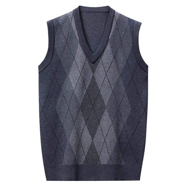 Winter Neue Herren Ärmellose Strick Pullover Casual Plaid Weste