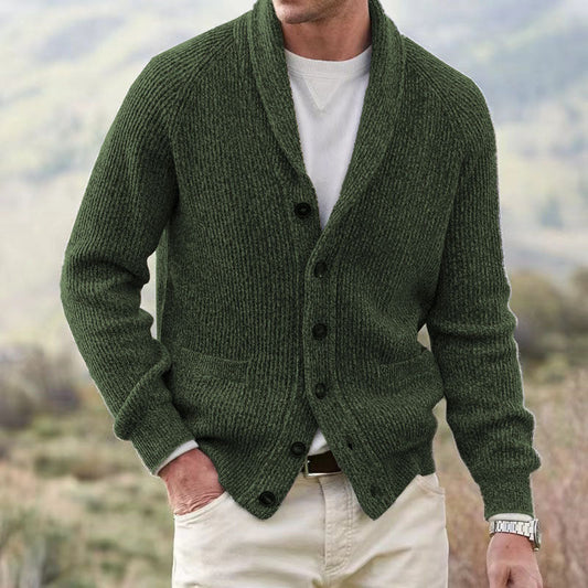 Herrenpullover Einfacher, verdickender Cardigan-Mantel