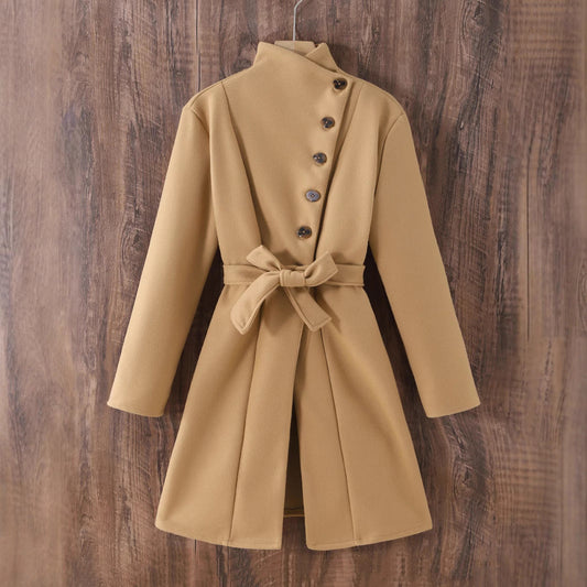 Damen Strickjacke mit Revers und Schleife zum Schnüren