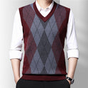 Winter Neue Herren Ärmellose Strick Pullover Casual Plaid Weste