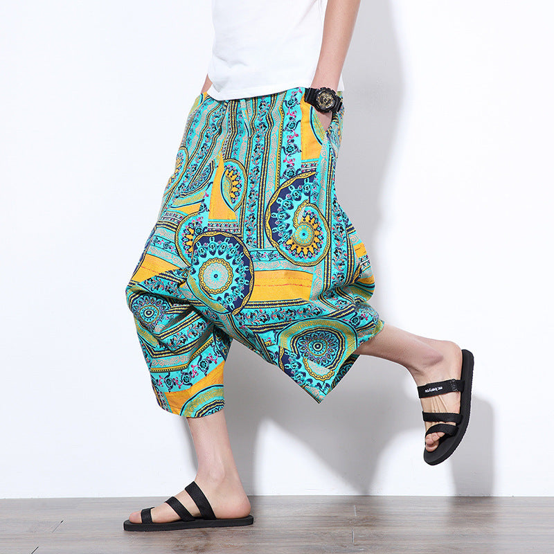 Haremsshorts im chinesischen Ethno-Stil in Übergröße