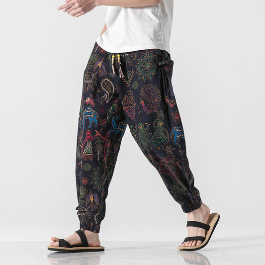 Herren Strandhose Retro Schnalle Freizeithose