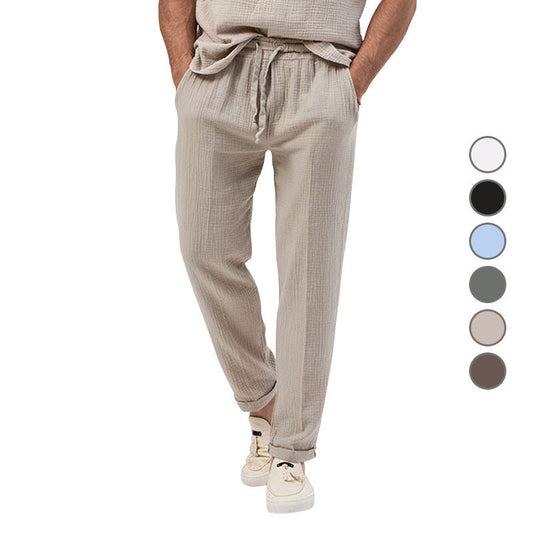 Atmungsaktive einfarbige Sommerhose für Herren in Übergröße, lockere Freizeithose