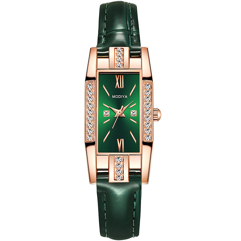 Temperament Pu Gürtel Diamant Britische Damenuhr