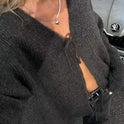 Pullovermantel mit Strickjacke im Retro-Stil für Damen mit einfacher Textur und sanftem Stil