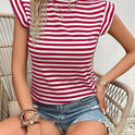 Women's Striped Round Neck Casual Short Sleeve