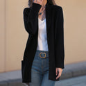 Neu Polo Kragen Einfarbig Langen ärmeln Strickjacke Lose Taschen Pullover Mantel Für Frauen