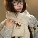 Autumn And Winter Fashionable Warm Cartoon Cute Embroidered Puppy Scarf For Women