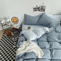 Simple Colorblock All-matching Washed Cotton Bedding Suit