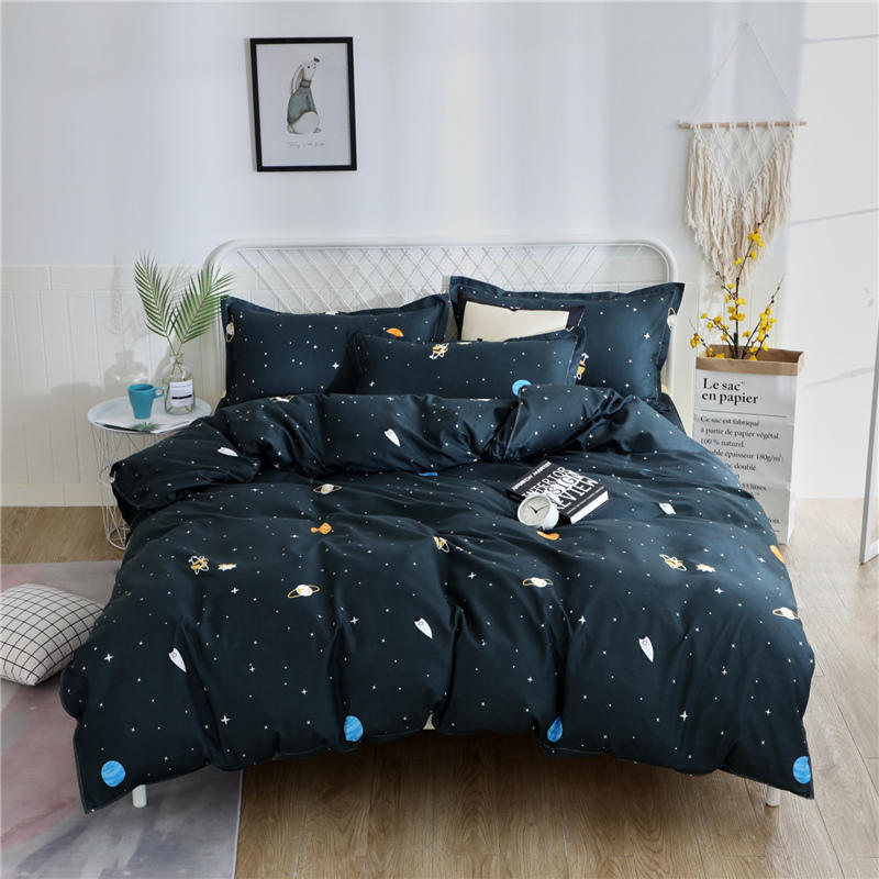 Vierteiliges Bettset Blue Night Sky Bettlaken Bettbezug Einzelbett Doppelbett