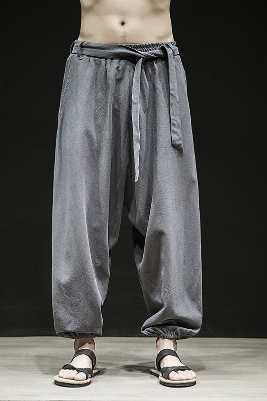 Frühling Und Sommer Neue Chinesische Stil Hosen Männer Elastische Band Breite
