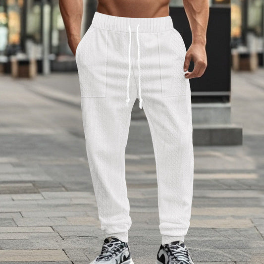Europäische und amerikanische Herbst- und Winter-Herren-Strickhose aus Tiha, lässig, atmungsaktiv, Sporthose in Übergröße mit Kordelzug
