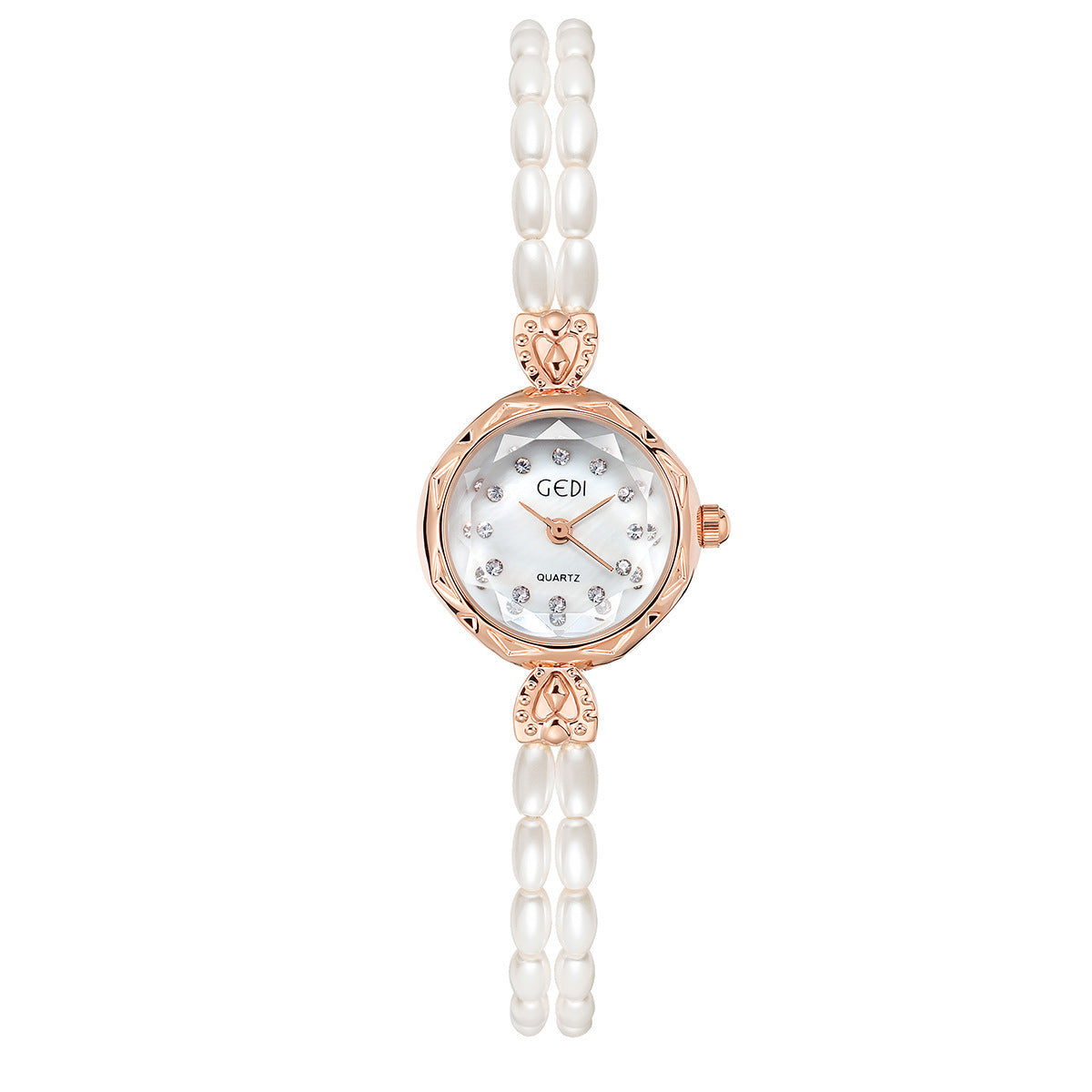 Nischen-Kreative und leicht luxuriöse Armbanduhr mit Perlenarmband für Damen