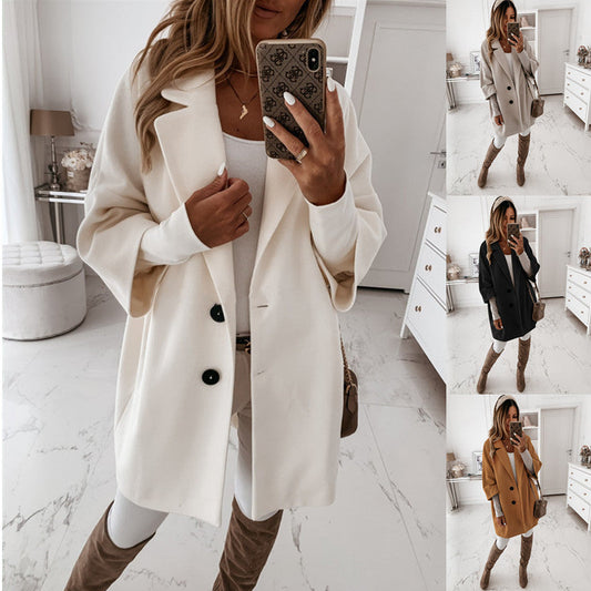 Wolljacke mit 3 oder 4 Ärmeln, Revers und Knopftasche