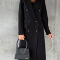 Langarm Revers Mantel Winter Mode Solide Zweireiher Schlank Lange Jacke Damen Kleidung