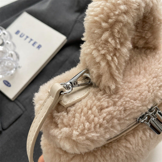 Herbst Und Winter Lamm Wolle Nische Beliebte frauen Taschen Plüsch Tragbare