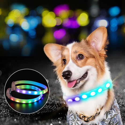 USB wiederaufladbares LED-Leuchthalsband für Hunde, leuchtendes blinkendes Haustierhalsband für Spaziergänge im Freien, Sicherheitshalsband für Hunde bei Nacht