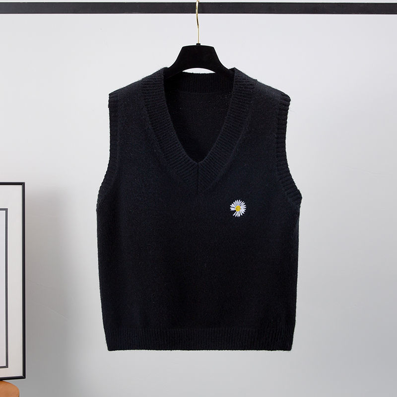Lockere V-Ausschnitt Kurze ärmellose Weste Pullover Oberbekleidung Strickweste